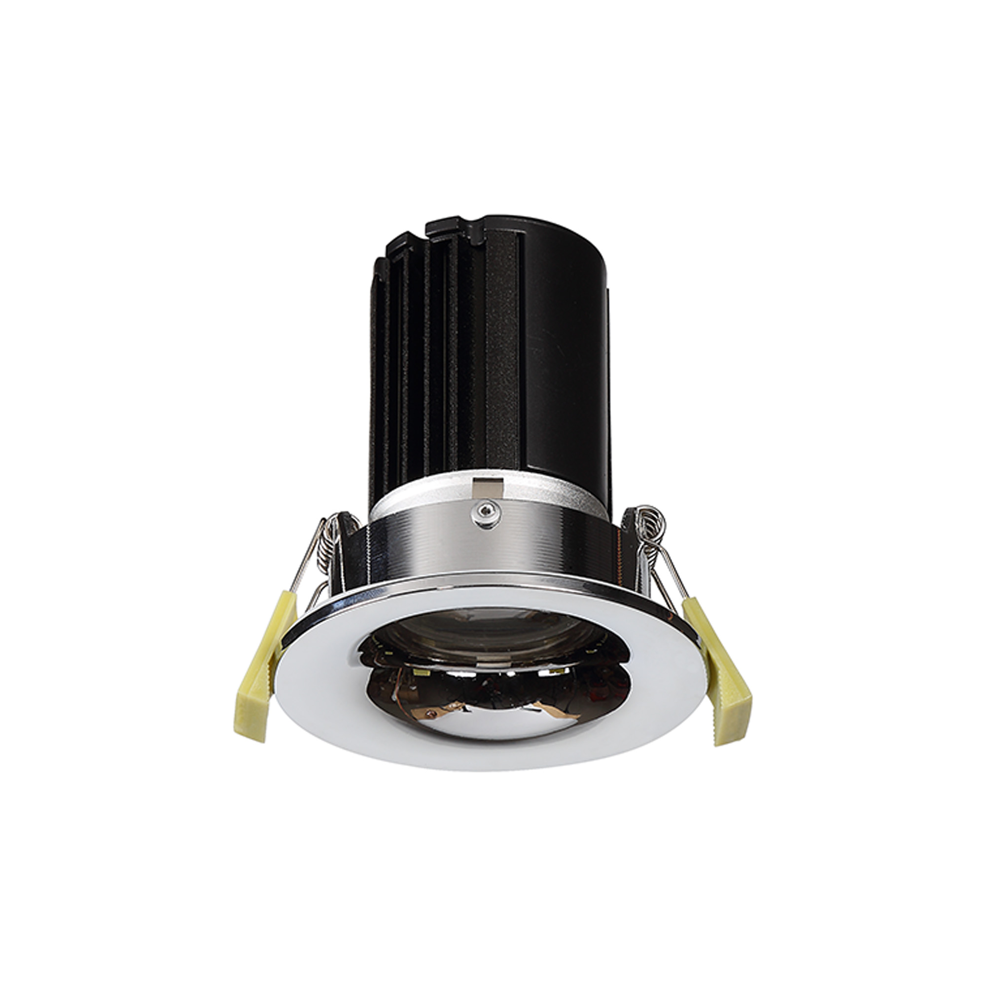 Bruve 12 Tridonic powered 12W 3000K 1200lm 36° LED Engine,300mA , CRI>90 LED Engine Polished Chrome Fixed Round Recessed Downlight, Inner Glass cover, IP65